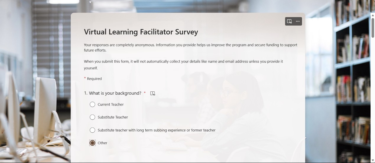 VLF (teacher) survey form